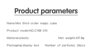 Specifications for the 3.4cm mini third-order magic cube set in a 24-piece display box
