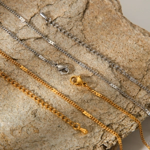 Gold and silver stainless steel necklace chains with lobster clasp and adjustable drop pendant