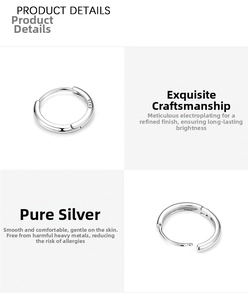 Detail showing S925 sterling silver stamp and polished finish on minimalist hoop earrings