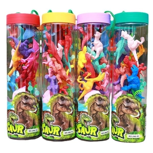 Mini dinosaur toy set in transparent cylindrical buckets for kids gift collection