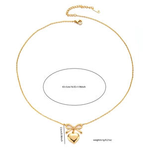 Detail showing titanium heart butterfly necklace dimensions 43+5cm and 6.1g weight