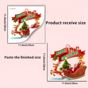 Christmas toilet sticker size chart showing Santa and reindeer dimensions for festive decor
