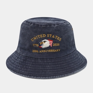 Washed cotton bucket hat with United States Marine Corps 250th anniversary embroidery