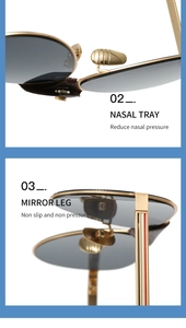Details zu goldenen Nasenpads und rutschfesten Bügeln der Punk Oval Sonnenbrille