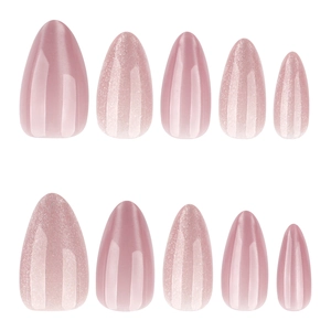 Rosa Katzenauge Mandel-Nagelsets mit Glitzer-Verlauf und elegantem Jelly-Finish