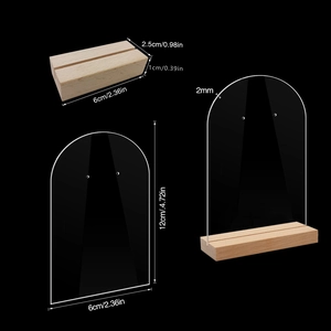 Dimensions détaillées du présentoir à boucles d'oreilles en acrylique et base bois