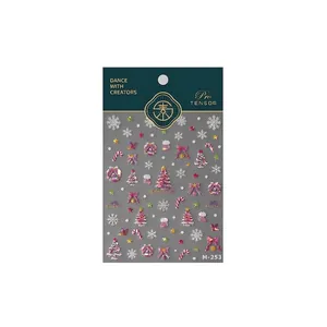 3D Christmas nail stickers with colorful trees, snowflakes and candy canes M-253