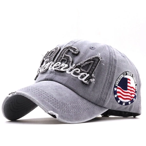 Vintage Washed Cotton Baseball Cap Distressed Retro America Embroidery USA Flag Patch Adjustable Sun Hat For Men Women