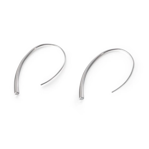 Minimalist silver teardrop earrings in polished stainless steel with sleek hook design