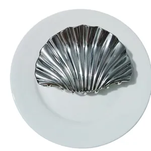 Elegant large shell-shaped silver metal hair claw clip with a polished mirror finish