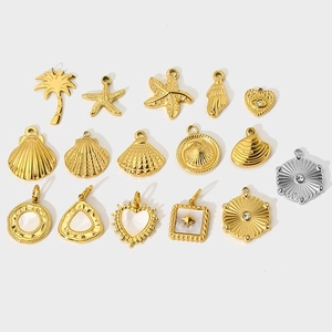 Ocean Stainless Steel Pendants Scallop Starfish Palm Tree Heart Charms DIY Jewelry Making 14K Gold Plated Waterproof Accessory