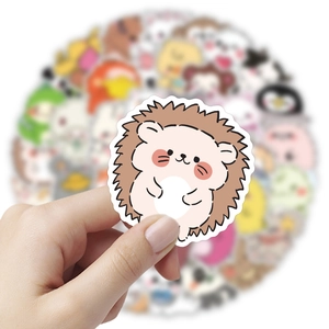 Close-up of a cute hedgehog sticker with waterproof PVC material for kids' water bottles