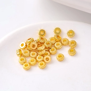 Perline distanziali a ingranaggio placcate oro 18K per gioielli fai-da-te e bracciali