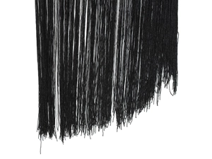 Close-up of black fringe detail and irregular tassel hem on this stylish casual dress
