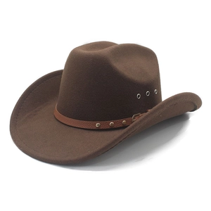 Classic dark brown wool felt western cowboy hat with studded leather band decoration