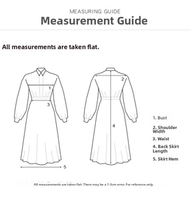 Size chart measuring guide for floral maxi dress showing bust, waist and length dimensions