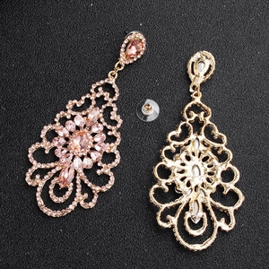 Auffällige hohle runde Ohrhänger mit rosa Strasssteinen für Bräute und Hochzeitsfeiern