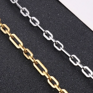 Titanium steel necklace with gold and silver square link chains on a dark background