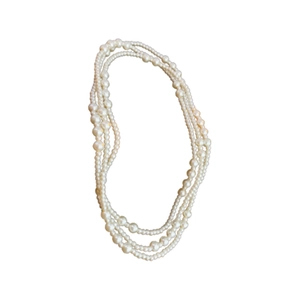 Elegant multi-layered pearl necklace for women featuring layered long faux pearl beads