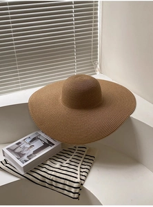 Détail du tissage en paille d'un chapeau de soleil à large bord pour les vacances d'été