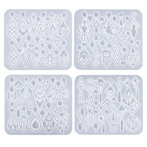 Set of four geometric hollow earring silicone molds for DIY resin jewelry making