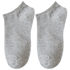 Light gray low-cut invisible socks in high-quality combed cotton with ribbed cuff detail