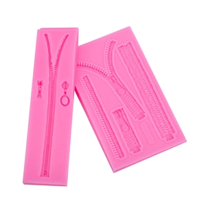 Pink silicone fondant zipper molds for DIY cake decorating and baking crafts