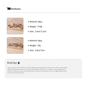 Size specifications and weight details for silver-toned multi-layer geometric rings