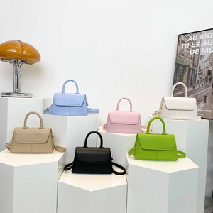 Women PU Leather Shoulder Bag With Top Handle Adjustable Strap Fashion Square Flap Handbag
