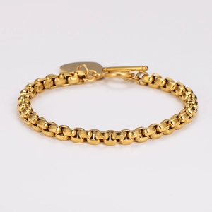 Bracciale a catena in oro acciaio inossidabile con ciondolo a cuore e chiusura a levetta OT
