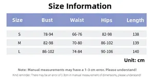 Detailed size chart for the backless printed dress with bust waist and length in cm