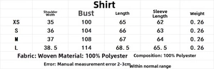 Tableau des tailles pour chemise en popeline à manches ballons pour femmes, XS-L