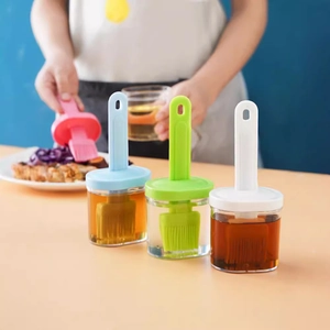 Pinceau à huile en silicone avec flacon en verre en quatre couleurs pour barbecue