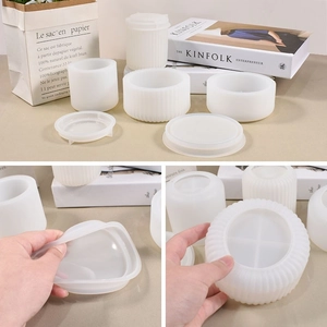 Moldes de silicona para tarros de almacenamiento cilíndricos lisos y con rayas