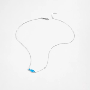 Elegant S925 silver necklace with blue fish pendant and sparkling crystal diamonds