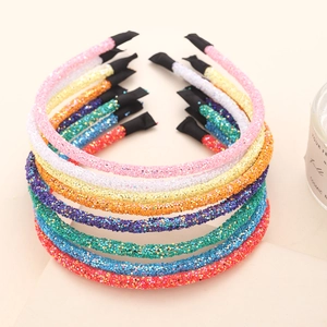 Glitter Sequin Headband Thin Shiny Plastic Resin Hair Hoop Holiday Party Festive Fashion For Women Girls