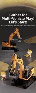 Dual remote control excavators with realistic mechanical arms and crawler track design