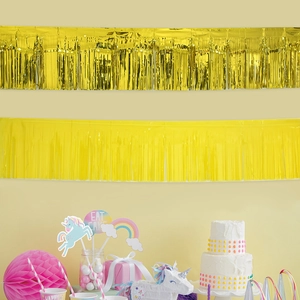 Golden fringe curtain and unicorn theme party decorations set for festive celebrations