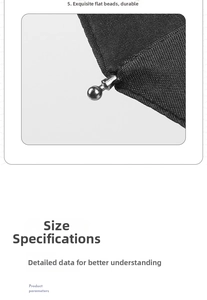 Close-up of polished silver metal flat beads and durable black fabric on an umbrella