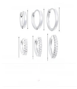 Detailed size chart for the copper hoop earring set with various diameters in inches
