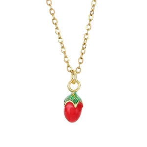 Collana creativa in acciaio inossidabile dorato con un ciondolo a forma di peperoncino rosso