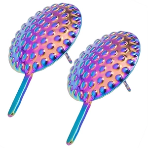 Macro detail of multicolor 304 stainless steel stud earrings with golf ball texture