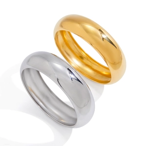 Polished 18k gold and silver stainless steel minimalist dome rings for women
