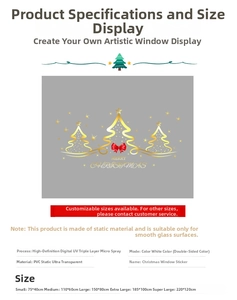 Detailed specs of double-sided Christmas tree window stickers in UV printed PVC static film