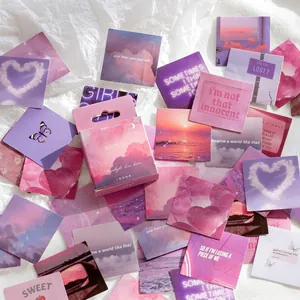 Romantic Moonlight Love Letter boxed stickers with sunset and butterfly designs for DIY journaling