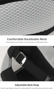 Detail of breathable mesh fabric and adjustable silver metal buckle on the sport cap