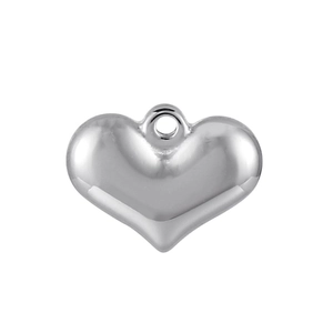 Polished silver heart-shaped stainless steel pendant for DIY jewelry necklace making