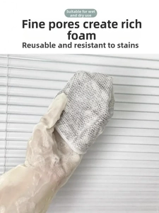 Close-up of wire dishcloth creating rich foam for effective kitchen oil cleaning