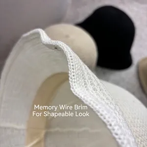 Women's thin knitted sun hat with flexible wire brim for easy styling and shaping