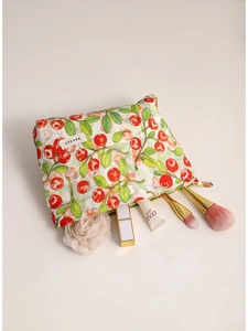 Neceser dulce con estampado floral de cereza, bolsa de almacenamiento portátil